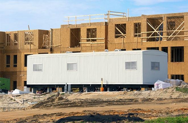 construction workers meeting at office trailers on rent in Bell